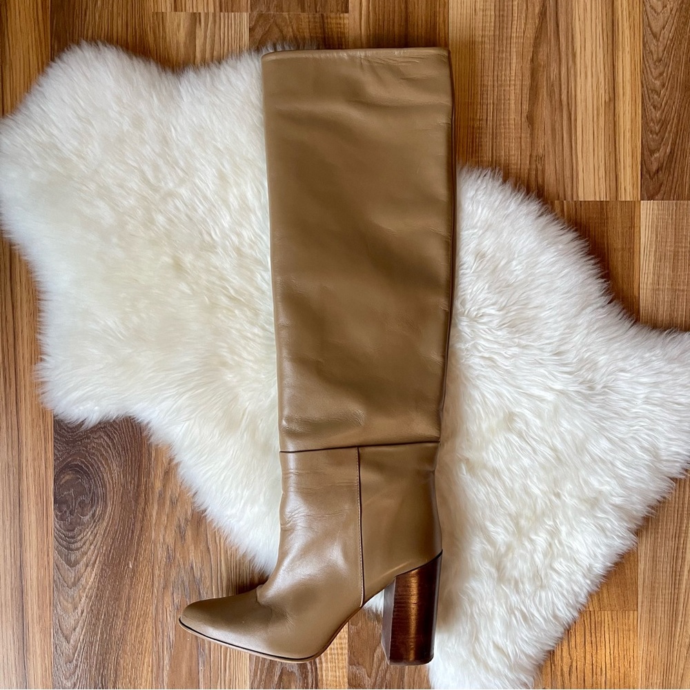 Heeled Leather Knee High Boots